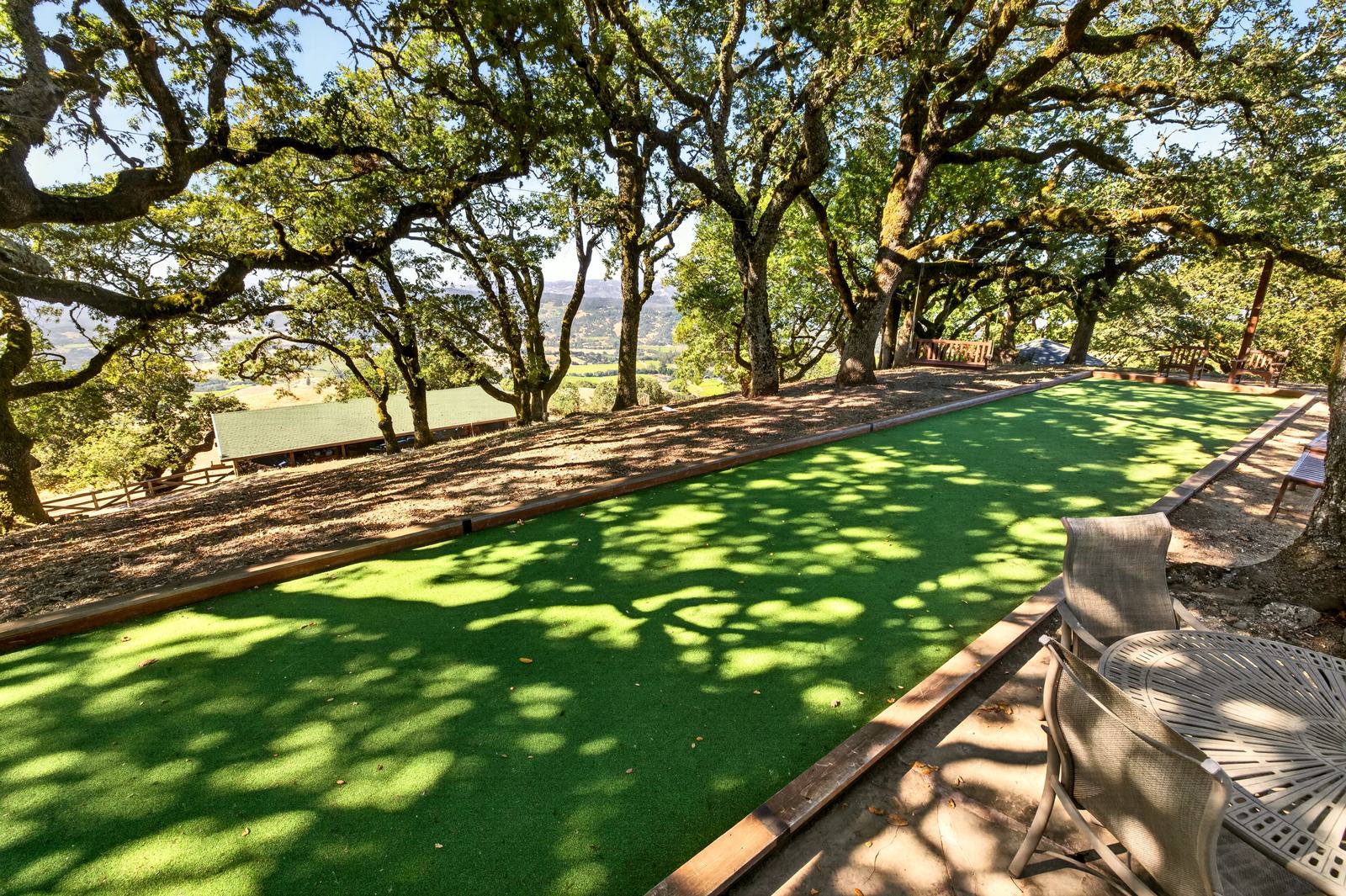 Bocce court under the oaks
