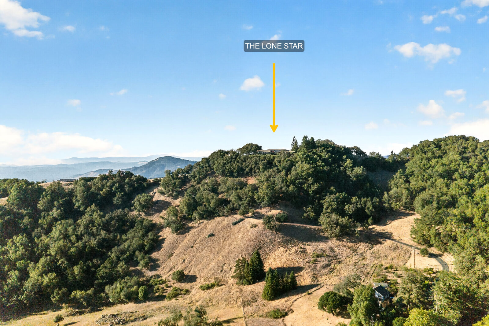 Drone view of the ridge with The Lone Star marked